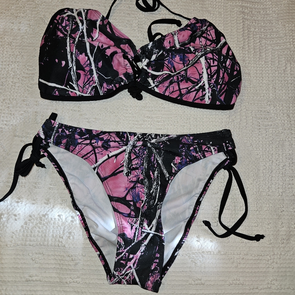 Muddy Girl Pink Camo Bikini Set Small